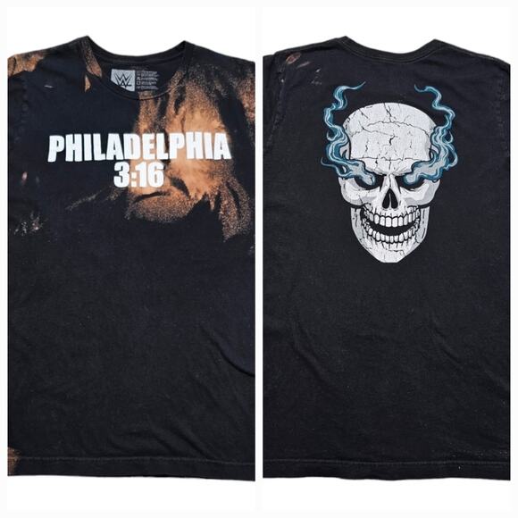 WWE Authentic Other - Philadelphia Eagles and Stone Cold Austin 3:16 WWE Bleach Tie Dyed Tee Shirt